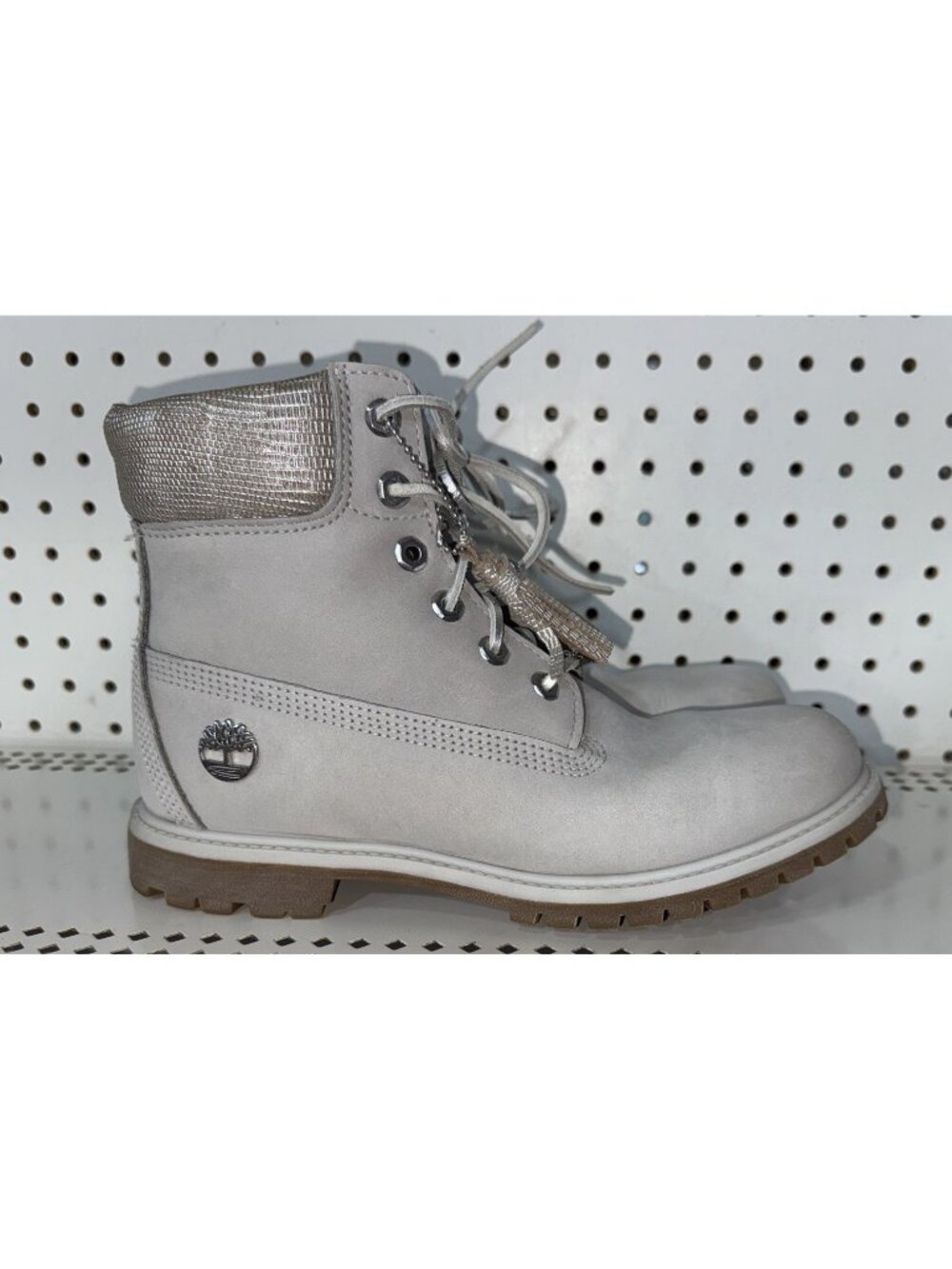Timberland 6 Inch Premium Womens Leather Waterproof Boots Size 10 Light Gray